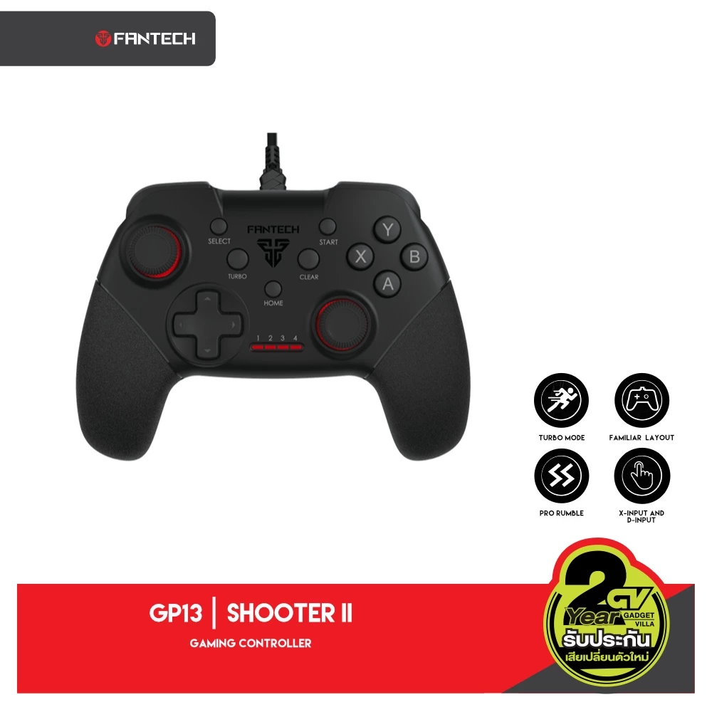 FANTECH GP13 SHOOTER II Gaming Controller น้ำหนักเบา ระบบ X-input มาพร้อมกับด้ามจับพื้นผิวยาง จับถนัดมือ