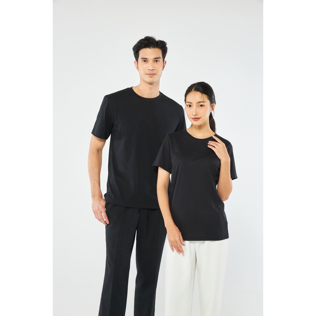 Yuedpao No1 เสื้อยืด ไม่ย้วย ไม่หด ไม่ต้องรีด ผ้านุ่มใส่สบาย Ultrasoft NonIron เสื้อยืดสีพื้น เสื้อยืดคอกลม สี ดำ
