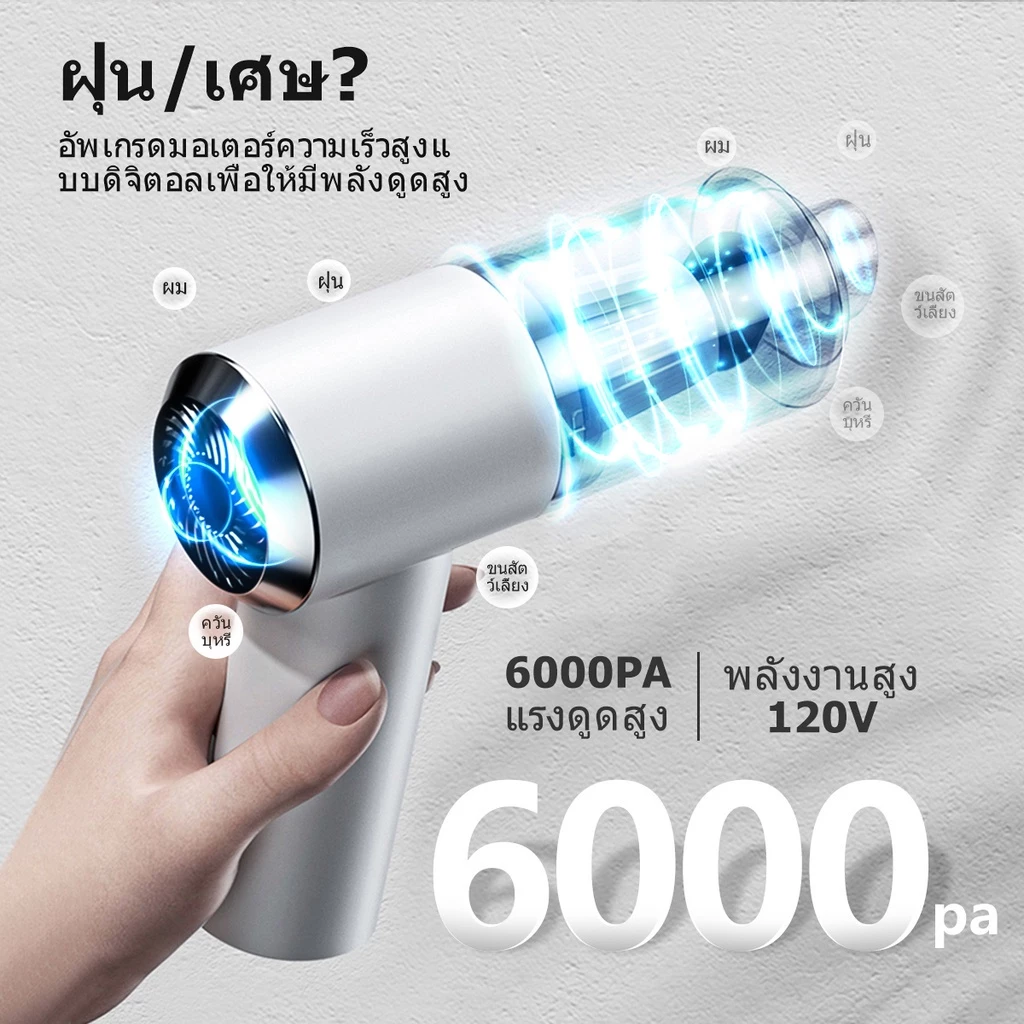 20000PAดูดแรงสุดๆเครื่องดูดฝุ่นในรถองดูดฝุ่นขนาดเล็ก ดูดฝุ่นแบบพกพาไร้เสาย จิ๋ว แบบมือถือ