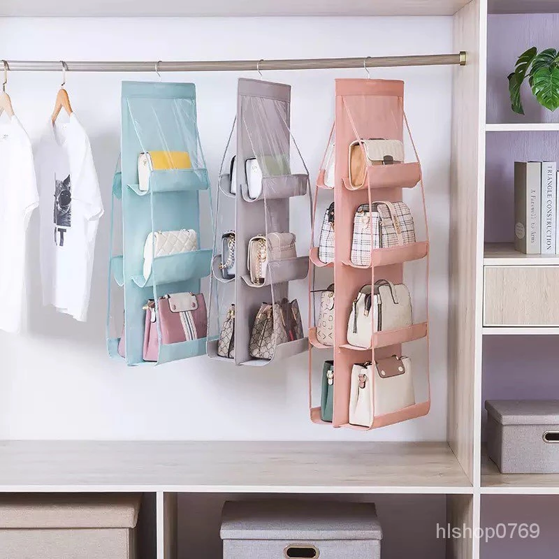 กระเป๋าเก็บเสื้อผ้าอเนกประสงค์ ชั้นวางกระเป๋าแบบแขวนแบบ6ช่อง8ช่อง กระเป๋าแขวนหลายชั้นสําหรับสตรีใส่จัดเก็บเสื้อผ้าสุภาพส — ของมงคลหมวดไลฟ์สไตล์และของขวัญ