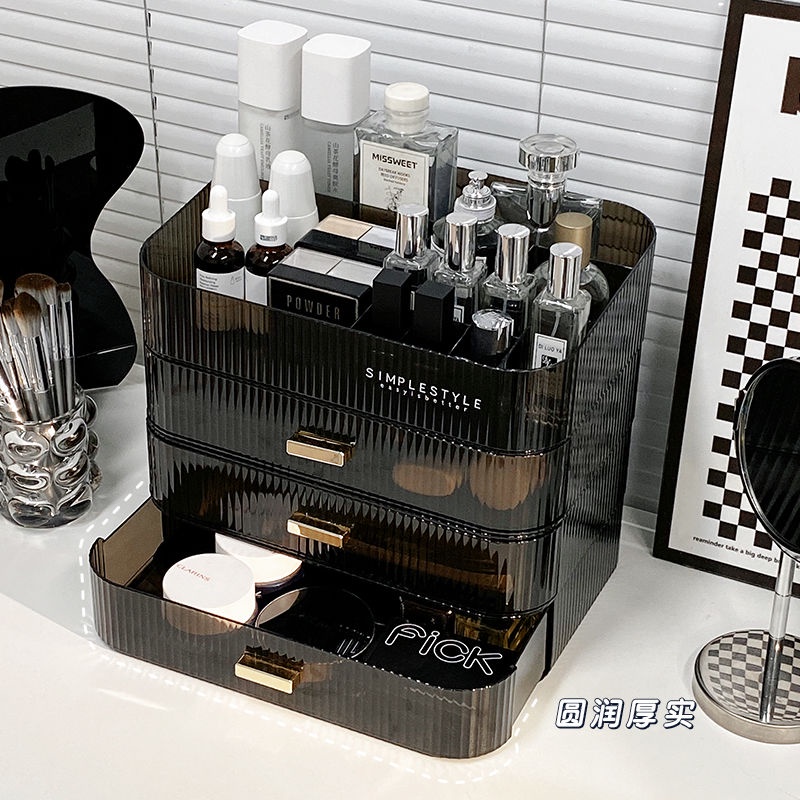 พร้อมส่ง กล่องเก็บเครื่องสําอาง ผลิตภัณฑ์ดูแลผิว โต๊ะเครื่องแป้ง หน้ากาก ลิปสติก แปรงแต่งหน้า ลิ้นชัก ชั้นวางของ กันฝุ่น