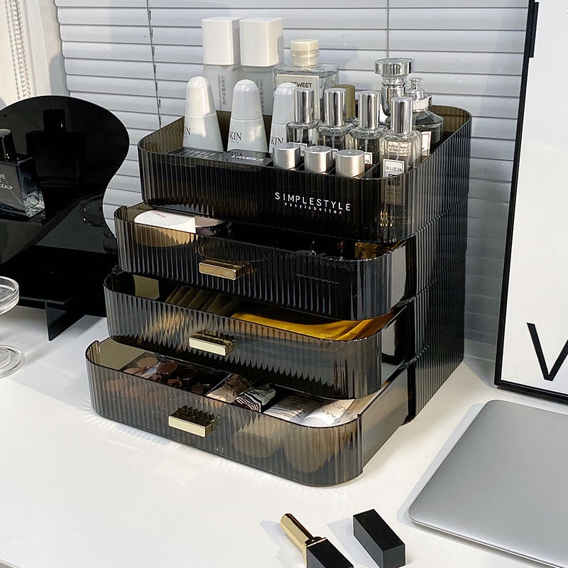 พร้อมส่ง กล่องเก็บเครื่องสําอาง ผลิตภัณฑ์ดูแลผิว โต๊ะเครื่องแป้ง หน้ากาก ลิปสติก แปรงแต่งหน้า ลิ้นชัก ชั้นวางของ กันฝุ่น