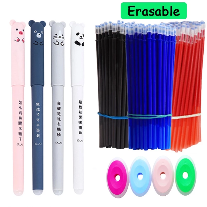 68 ชิ้น / เซต 0.35 มม. Kawaii ลบได้ ปากกา สําหรับเขียน เด็กผู้หญิง ของขวัญ หมีน่ารัก เจลปากกา อุปกรณ์สํานักงาน อุปกรณ์การเรียน เครื่องเขียน