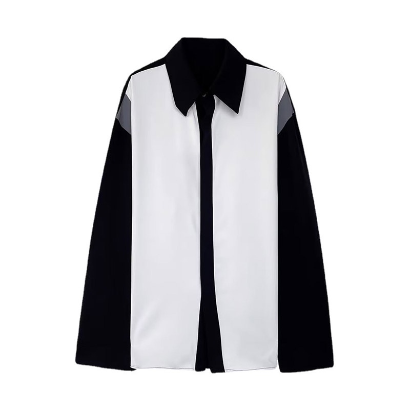 Suikone เสื้อเชิ้ตผู้ชาย เสื้อเชิ้ตผู้ชายแฟชั่นแขนยาว คอปก สไตล์ลายทาง ใส่เที่ยว ใส่ทำงาน