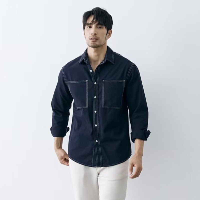 PannoFluxus ใหม่เสื้อเชิ้ตแขนยาวดีไซน์เปิดตะเข็บผู้ชายแจ็คเก็ตลำลองย้อนยุคญี่ปุ่น