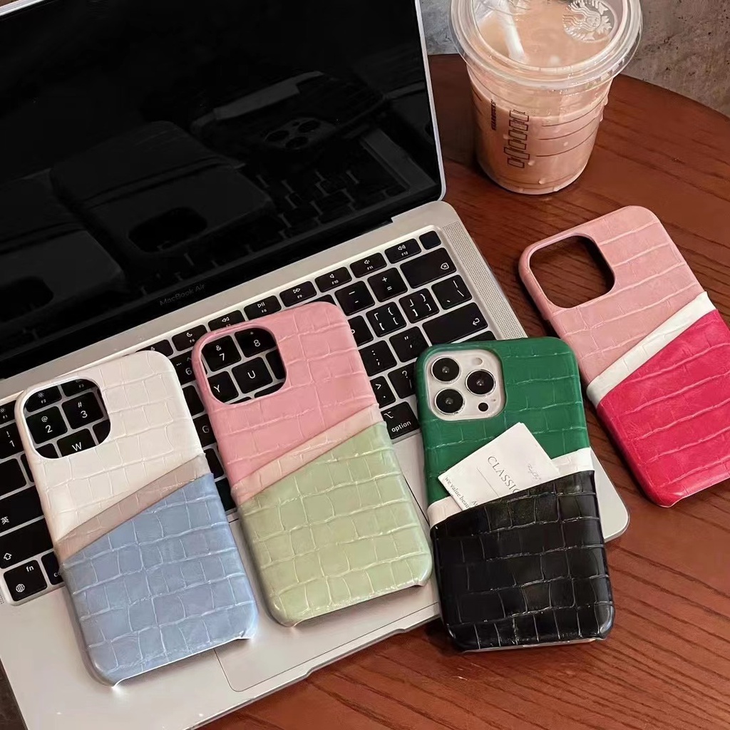 พร้อมส่ง เคสโทรศัพท์มือถือหนังจระเข้แข็ง พร้อมช่องใส่บัตร สําหรับ iPhone15 15promax 14 14promax 14pro 14plus iPhone13promax 13pro 13 iPhone11 12 12promax iPhone11promax