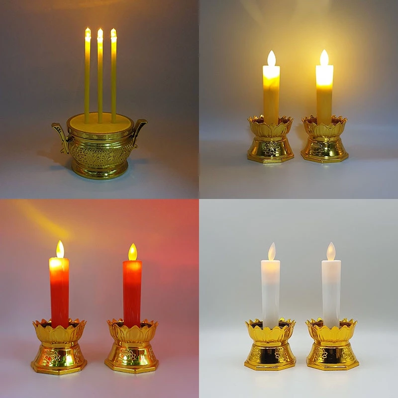 กระถางธูปไฟฟ้า (แบบสั้น) LED CANDLE เชิงเทียนปลอม เทียนใส่ถ่าน เทียนไฟฟ้า ธูปLED ธูปไฟฟ้า ชุดธูปเทียน เทียนอิเล็กทรอนิกส — ของมงคลหมวดพิธีและความเชื่อ