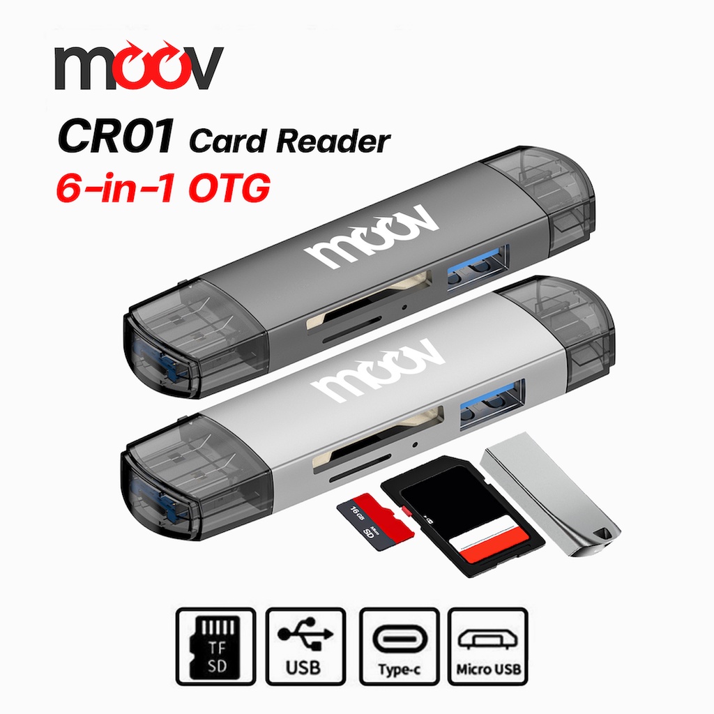 ส่งเร็ว 1 วัน Moov CR01 6 in 1 Card Reader Type C  USB 30  Micro OTG เครื่องอ่านการ์ด SD card แฟลชไดรฟ์