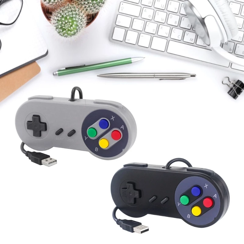 WU Retro Gaming Joypads WiredUSB ตัวควบคุมเกมGamepadสําหรับSNES EmulatorsสําหรับSNES Retro Controller Gaming Accessorie