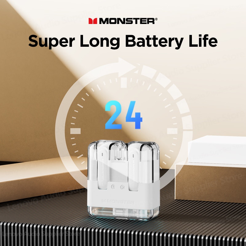 Monster XKT12 Gaming หูฟังบลูทูธไร้สาย HIFI บลูทู ธ 53 ห้องโดยสารโปร่งแสง Led เอชดีโทร โหมดเกม เวลาแฝงต่ำ