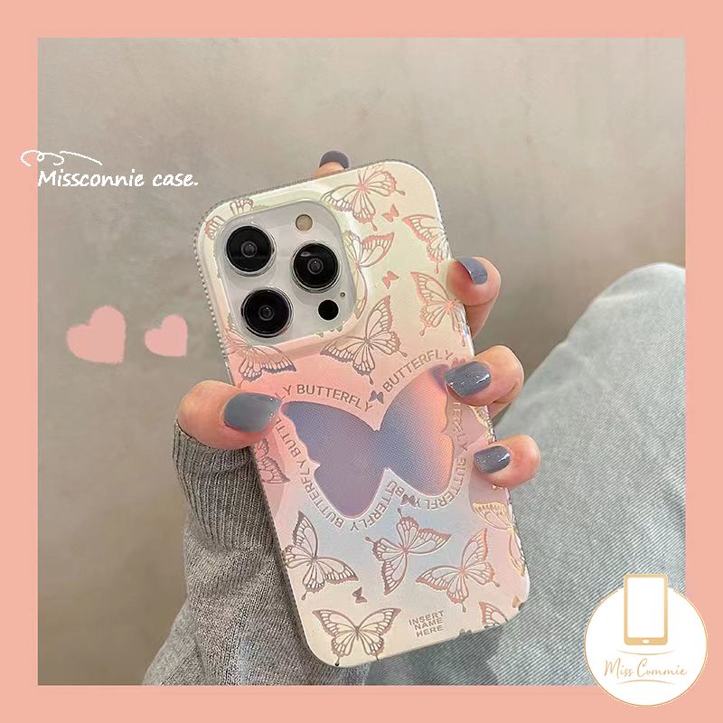 เคสโทรศัพท์มือถือ แบบนิ่ม ลายผีเสื้อ ไล่โทนสี สําหรับ IPhone 7 15 Plus XR 11 13 12 14 15 Pro Max X 7 6s 8 6 Plus XS Max SE 2020