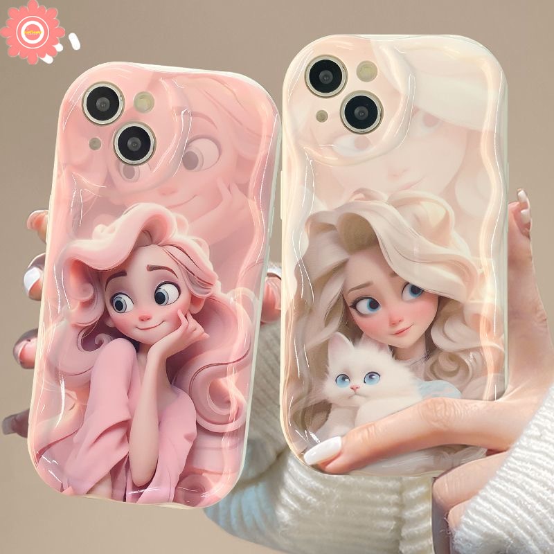 เคสโทรศัพท์มือถือ แบบนิ่ม ลายการ์ตูนเจ้าหญิงแอนนา 3D ขอบโค้ง สําหรับ IPhone 7Plus 11 13 12 14 Pro MAX XR 7 6S 8 6 Plus X XS MAX SE 2020