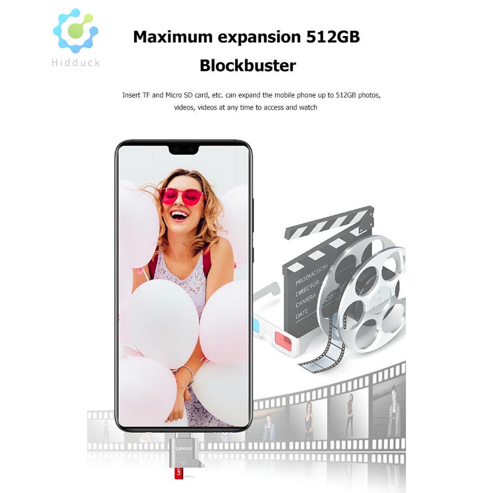 Au เครื่องอ่านการ์ดหน่วยความจํา Lenovo D201 USB C TF Type C เป็น TF ขนาดเล็ก สําหรับ La Hidduckth