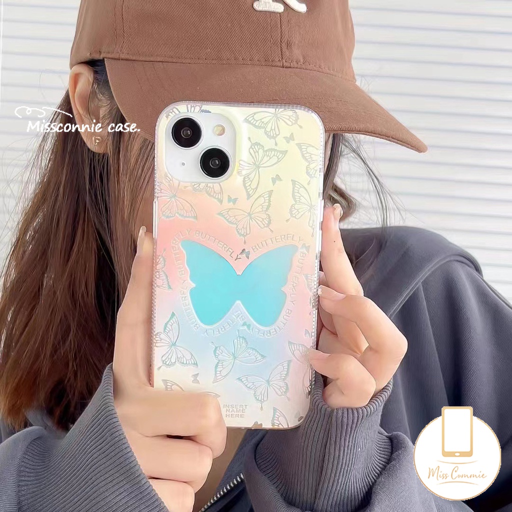 เคสโทรศัพท์มือถือ แบบนิ่ม ลายผีเสื้อ ไล่โทนสี สําหรับ IPhone 7 15 Plus XR 11 13 12 14 15 Pro Max X 7 6s 8 6 Plus XS Max SE 2020