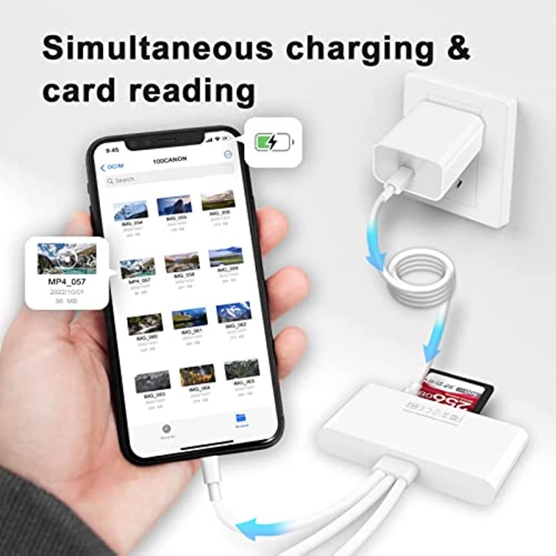 เครื่องอ่านการ์ดหน่วยความจํา 5in1 สําหรับ iPhone iPad air PC USB OTG และเครื่องอ่านการ์ด SD USB Type C และ USB A พร้อมช่องเสียบ Micro SD และการ์ด SD รองรับ SD Micro SD SDHC SDXC