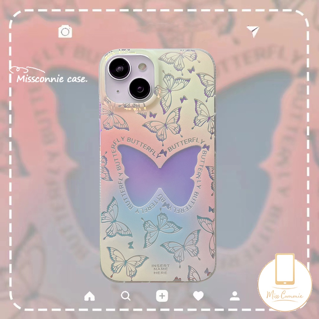 เคสโทรศัพท์มือถือ แบบนิ่ม ลายผีเสื้อ ไล่โทนสี สําหรับ IPhone 7 15 Plus XR 11 13 12 14 15 Pro Max X 7 6s 8 6 Plus XS Max SE 2020