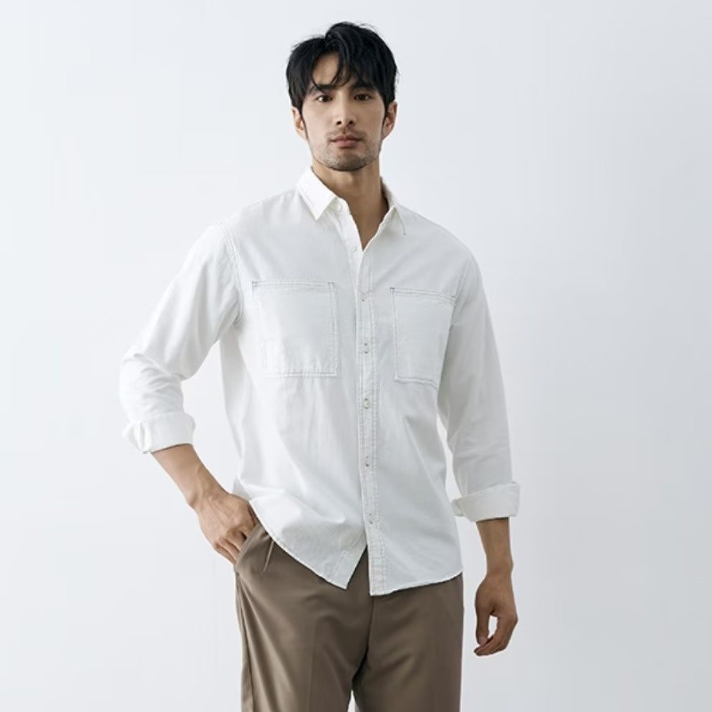 PannoFluxus ใหม่เสื้อเชิ้ตแขนยาวดีไซน์เปิดตะเข็บผู้ชายแจ็คเก็ตลำลองย้อนยุคญี่ปุ่น