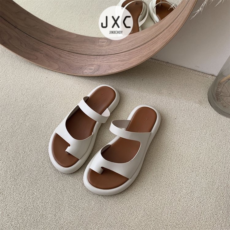 แฟชั ่ นเกาหลีรอบ Toe Y2K สไตล ์ ใหม ่ ชุด Toe สีทึบสบาย Casual AllMatch รองเท ้ าแตะแบนรองเท ้ าแตะนักเรียนวันหยุดชายหาดผู ้ หญิงรองเท ้ า AntiSlip B