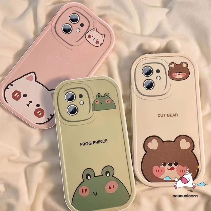 เคสโทรศัพท์มือถือ ลายการ์ตูนกบ แมว หมีน่ารัก สําหรับ Oppo A57 A17 A15 A78 A96 A58 A12 A77s A7 A5s A16 A5 A74 A54 A17K A95 A55 A16K A3S A76 A9 A1K A16E A16s A31 Reno 8T 5Z 5F 5 7 ปกอ่อน