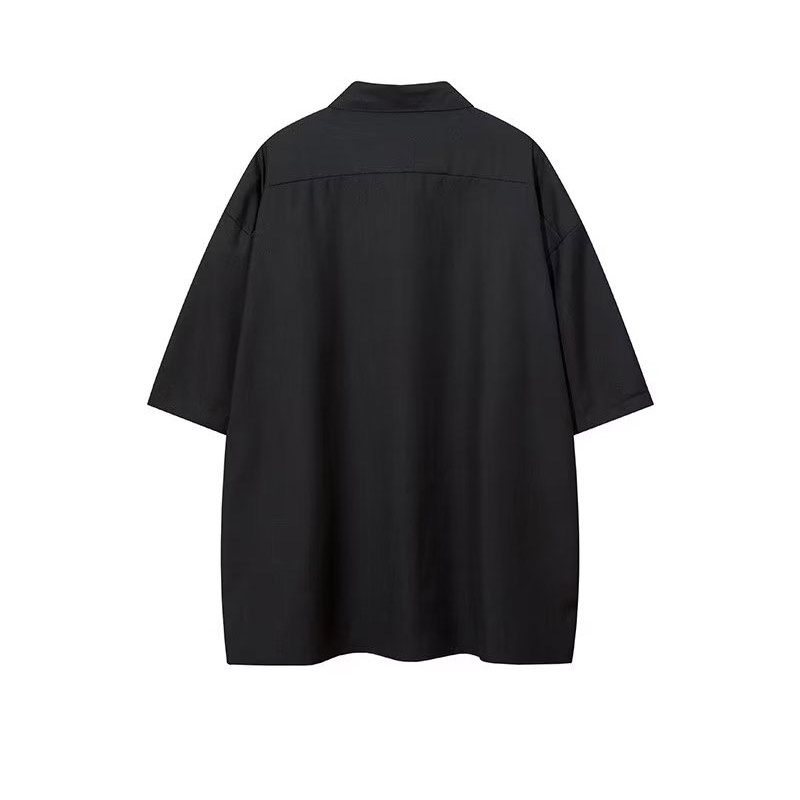 PannoFluxus เสื้อเชิ้ตแฟชั่นญี่ปุ่นแบบใหม่ของผู้ชายที่เรียบง่ายสีทึบด้านบนลำลองวรรณกรรม