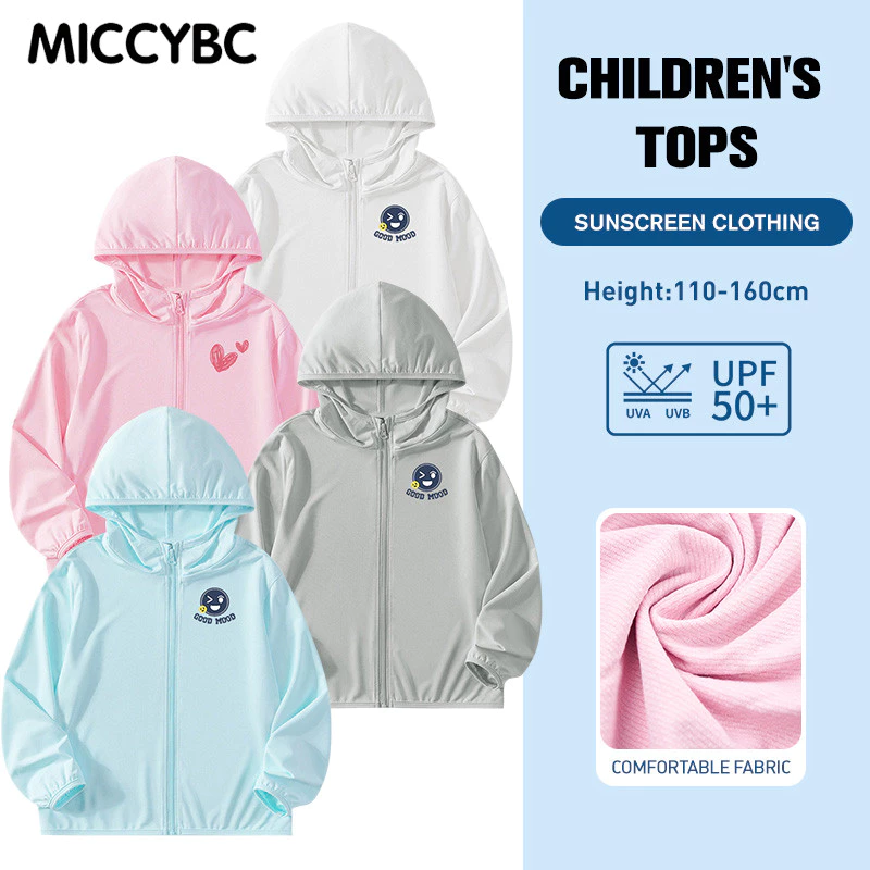 [MICCYBC] 3-15 ปี เสื้อแจ็กเก็ต ป้องกันรังสียูวี ป้องกันแดด แฟชั่นฤดูร้อน สําหรับเด็ก เสื้อคลุมกันแดด มีฮู้ด ผ้าเรยอน ระบายอากาศได้ดี ป้องกันรังสีอัลตราไวโอเลต ลายกระต่าย แฟชั่นฤดูร้อน สําหรับเด็กผู้ชาย และเด็กผู้หญิง พร้อมจัดส่งด่วน
