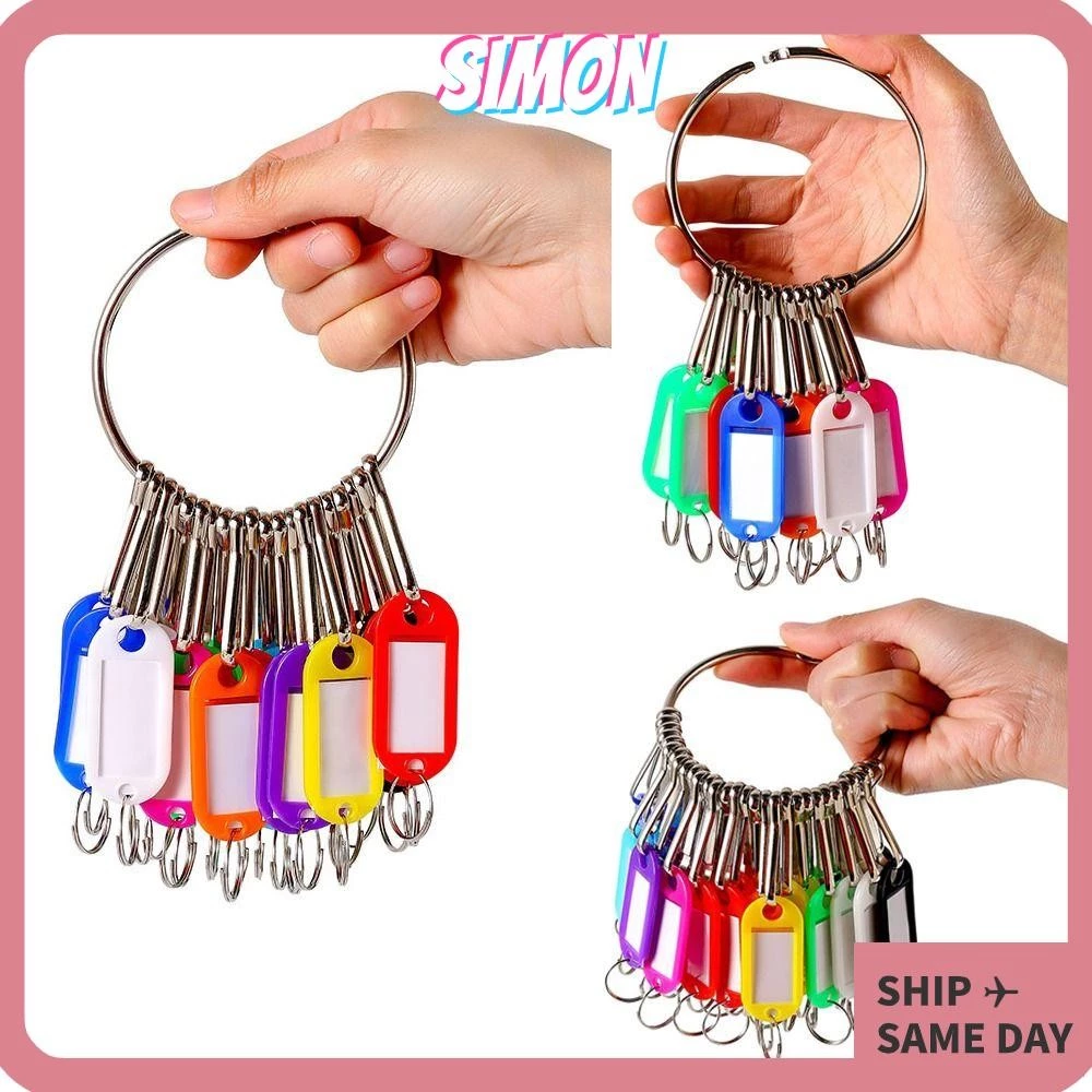 Simon 10/20/30/40 ชิ้นแท็กกุญแจ,แหวนแยกโลหะพร้อมแผ่นตัวเลขแหวนกุญแจ,พลาสติกหลากสีโปร่งใสหน้าต่างพวงกุญแจการจําแนกคีย์ — ของมงคลหมวดเลขมงคล