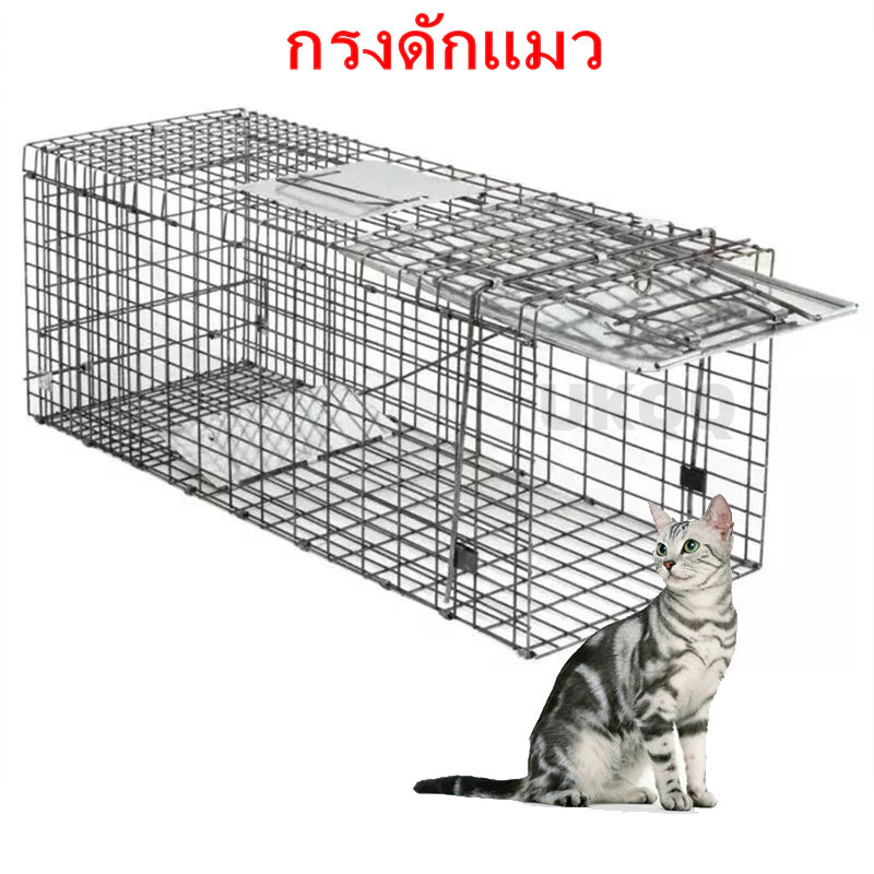 กรงดักแมว Size XL เหล็กเส้นชุบกาวาไนท์กันสนิม สามารถพับได้ จับแมวจรจัด จับแมว ดักจับแมว ดักจับแมวจร ไล่แมวถาวร