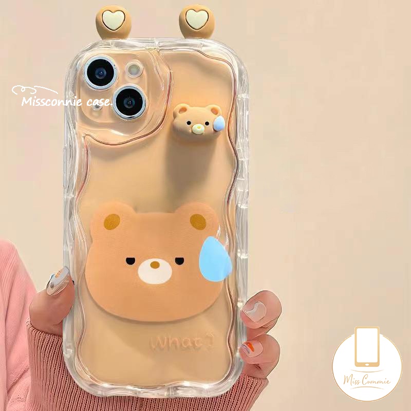 เคสโทรศัพท์มือถือ Tpu นิ่ม ขอบโค้ง ลายการ์ตูนกบ หมี 3D สร้างสรรค์ สําหรับ IPhone 11 15 7plus 14 12 13 15 Pro MAX X XR 6s 7 6 8 Plus XS MAX SE 2020