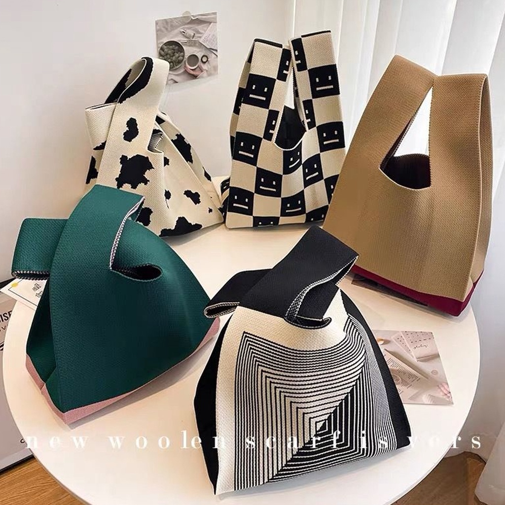 พร้อมส่งmiss bag fashion  กระเป๋าถือลําลอง  ลายสก๊อต แฮนด์เมด รุ่น D1524