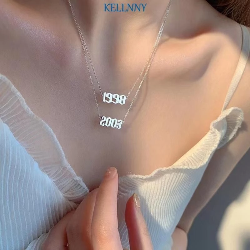 Kellnny สร้อยคอโชคเกอร์ สายโซ่ จี้ตัวเลข ของขวัญวันเกิด สําหรับผู้หญิง และผู้ชาย — ของมงคลหมวดเลขมงคล