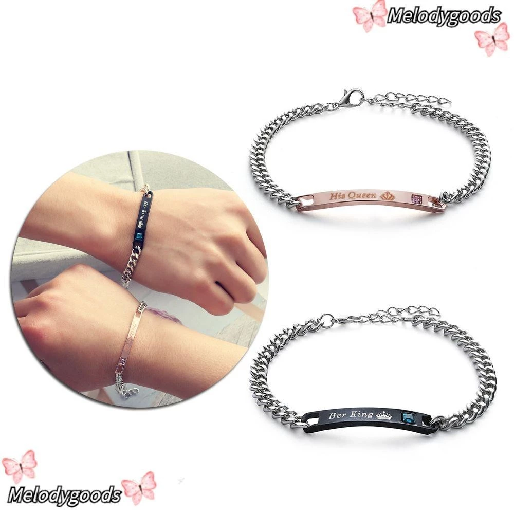 Melodg ของขวัญ เครื่องประดับ คริสตัล มงกุฎ รัก กําไลข้อมือ ผู้ชายและผู้หญิง สร้อยข้อมือคู่ — ของมงคลหมวดความรักและความสัมพันธ์