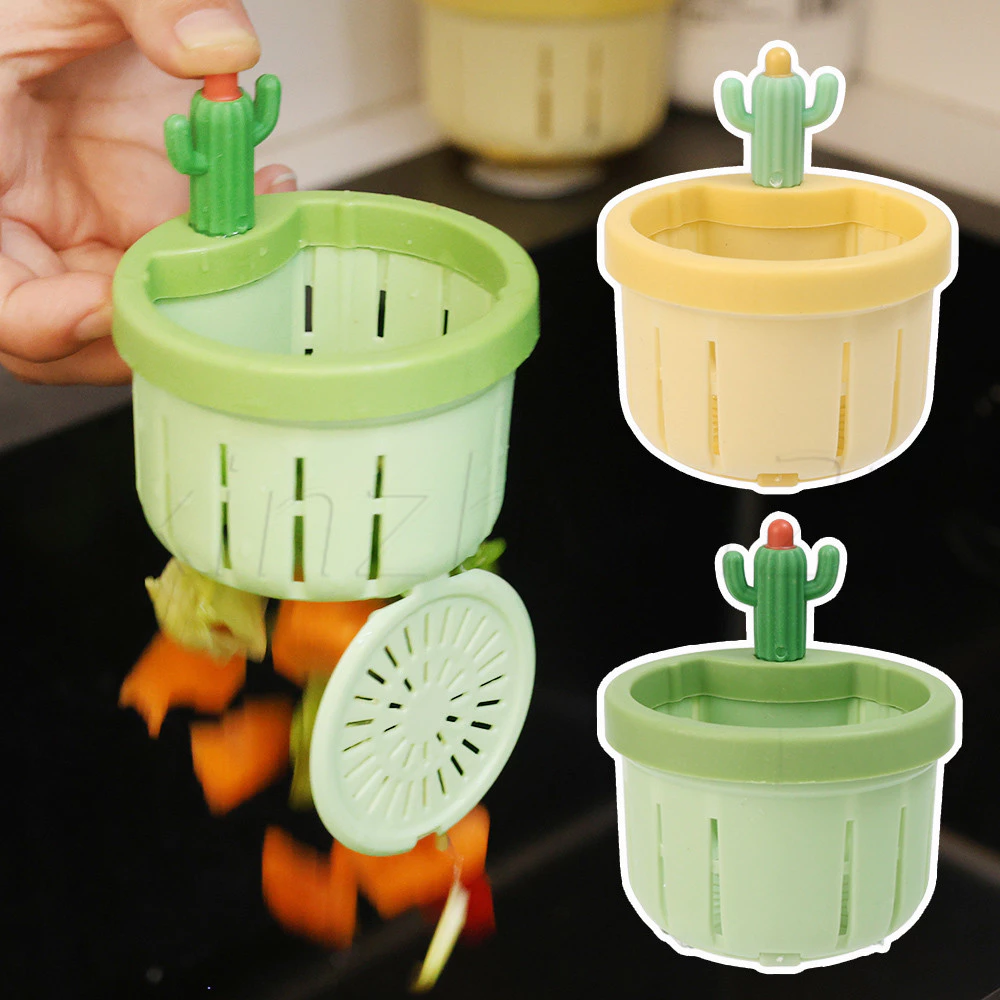 Cactus Kitchen Sink Drain Strainer - Creative Sink Anti-Clogging Tool - Kitchen Waste Collector Filter - Anti-blocking, Odor-กดอัตโนมัติ Dumping Basket