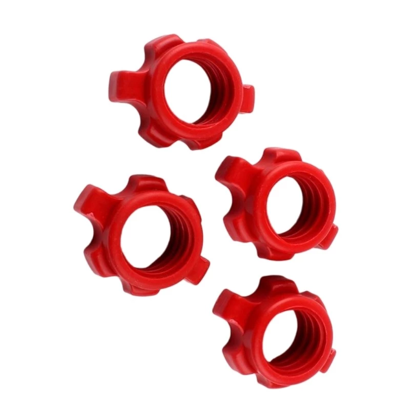 TY 4 ชิ้นดัมเบลหกเหลี่ยมอ่อนนุช Spinlock ปลอกคอพลาสติก Dumbbell Rod Nut มาตรฐาน Barbell สกรูคอ Dumbbell Accessor