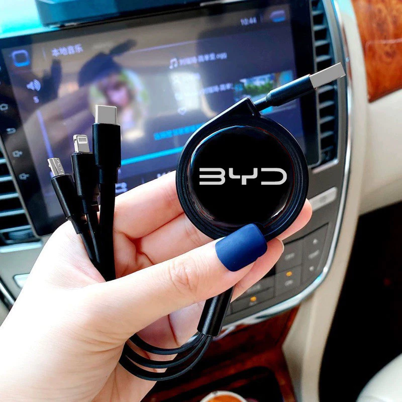 สายชาร์จ 3in1 BYD Atto 3 ตรงรุ่น Micro USB Type-C ยืดหดได้