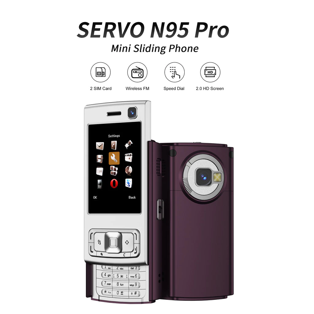SERVO N95 Pro ใหม่ Slider โทรศัพท์มือถือ Dual SIM บลูทูธ Magic Voice ไฟฉาย FM วิทยุคีย์บอร์ด Mini 2G GSM โทรศัพท์มือถือ Type-C