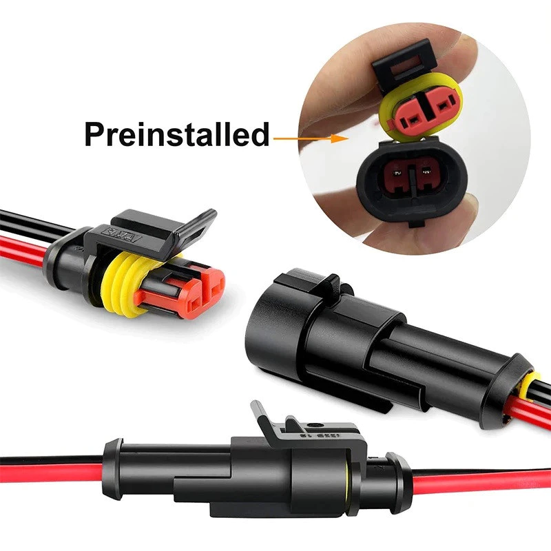 1/3/5set Heavy-Duty 2P ขั้วต่อสายไฟ 14.5ซม | ปลั๊กกันน้ําเกรดทางการแพทย์พร้อมคลิปล็อค, UL94 V-0 ไนลอนสําหรับระบบไฟฟ้ารถจักรยานยนต์/เรือ