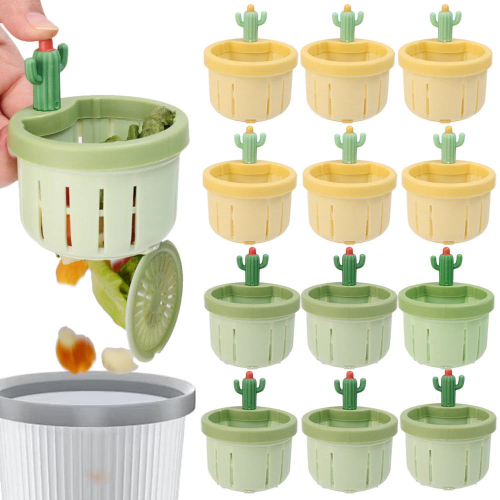Cactus Kitchen Sink Drain Filter - Kitchen Waste Collector Filter - Anti-blocking, Odor- Press Automatic Dumping Basket - Creative Sink Anti-Clogging Tool