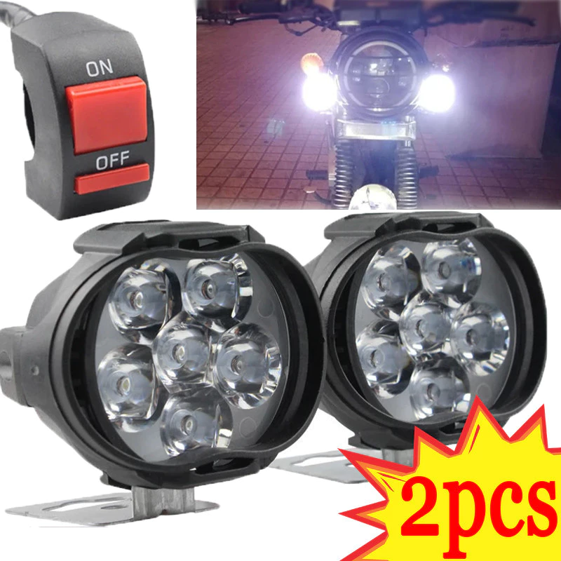 LED ไฟหน้า 12V 2 ชิ้น สำหรับมอเตอร์ไซค์ High Bright โฟกัสสปอตไลท์