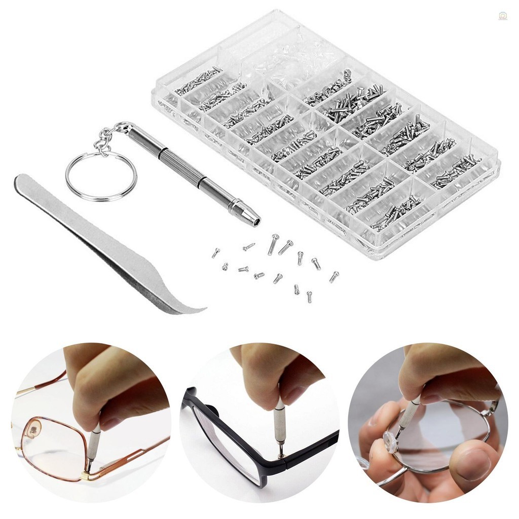 แว่นตาซ่อมชุดชุดสารพันกล่องเก็บการออกแบบ 1000 ชิ้นสกรูและแผ่นไขควง Micro Tweezer สําหรับนาฬิกาแว่นตาซ่อมแบบพกพา