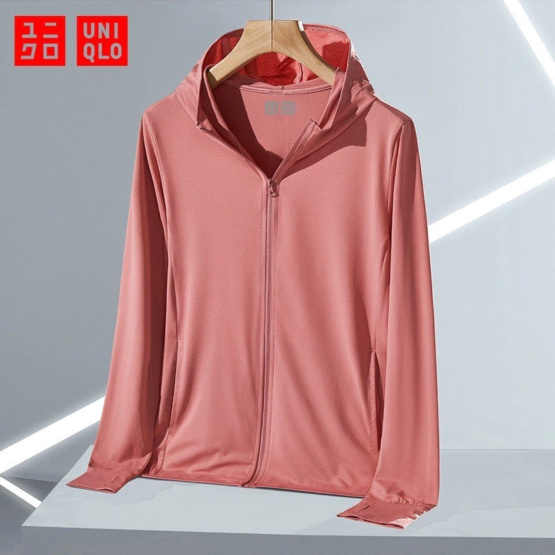 【UPF50+】UNIQLO เสื้อกันยูวี เสื้อแจ็กเก็ตแขนยาว มีฮู้ด แต่งซิป ไร้รอยต่อ เหมาะกับใส่เล่นโยคะ ออกกําลังกาย สําหรับผู้หญิง พร้อมจัดส่งด่วน