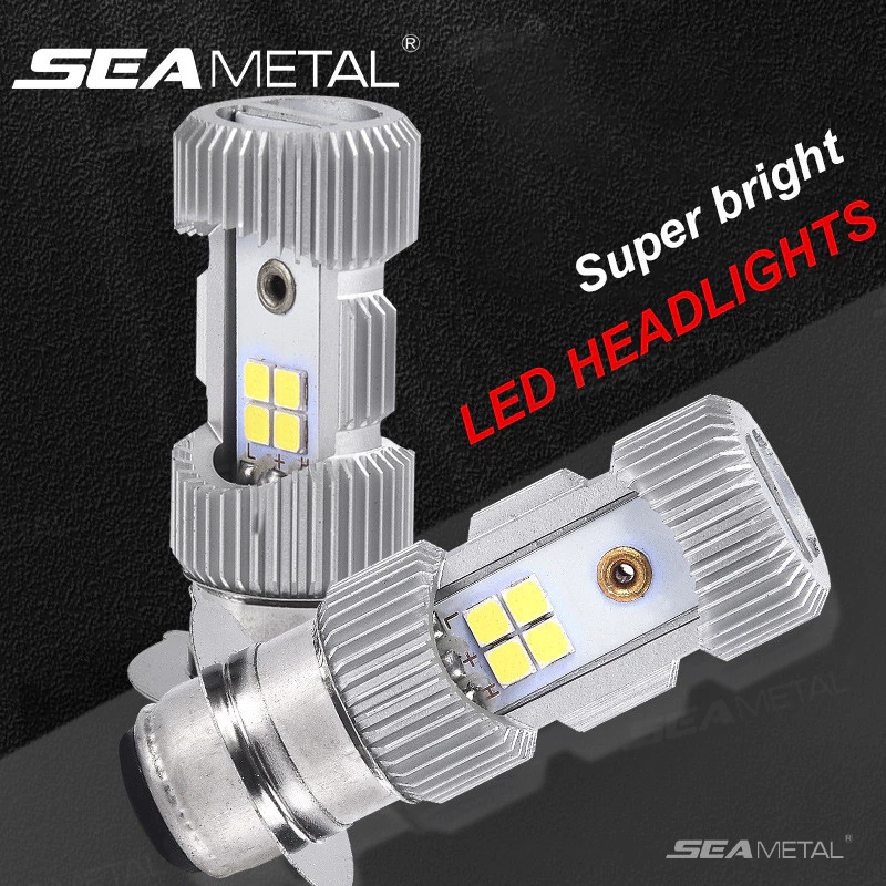 Seametal ไฟรถจักรยานยนต์ P15D ไฟหน้า LED 3030 หลอดไฟไฟสูงและต่ําสกู๊ตเตอร์มอเตอร์ไซค์ ATV LED ไฟหน้า 9V-80V ไฟ LED สีขาว