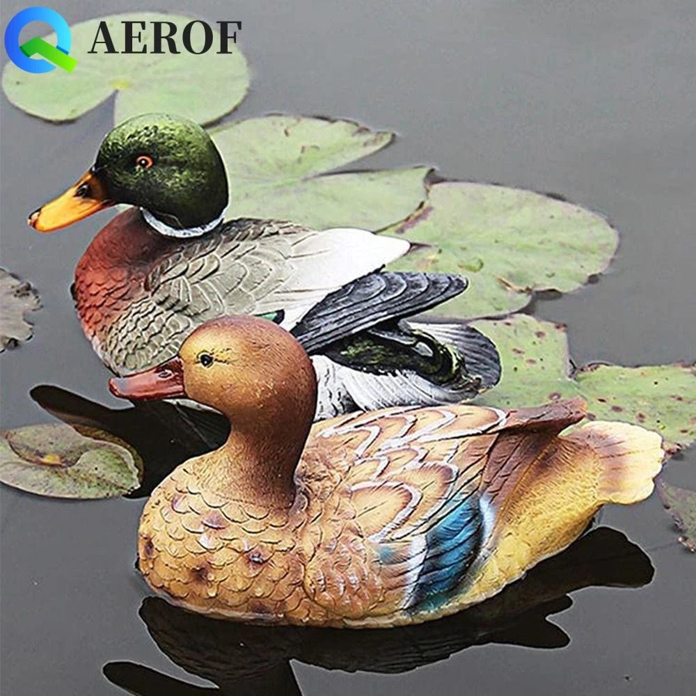 AEROF รูปปั้นหงส์,ลอยไม่จางหายรูปปั้นเป็ดแมนดารินเทียม,เป็ดป่าน่ารัก Weatherproof เรซิ่นที่สมจริงลอยรูปปั้นเป็ดสวนบ่อ — ของมงคลหมวดความรักและความสัมพันธ์