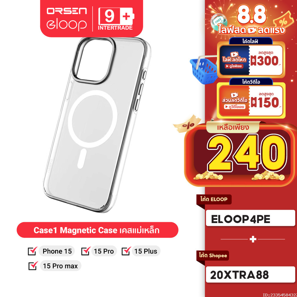 240บ ราคาพิเศษ Orsen by Eloop CASE1 เคสแม่เหล็ก Magnetic Case เคสกันกระแทก เคสโทรศัพท์มือถือ เคสใส Phone 15