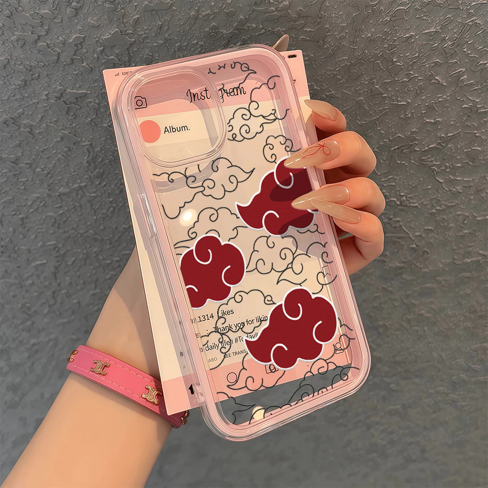 ส่งจากไทย เคสสำหรับไอโฟน13 เมฆมงคลสีแดง โชคดี เคสใสครอบสองชั้น For IPhone11 13 12 14PLUS 15 16Pro PROMAX ป้องกันมือถือ — ของมงคลหมวดสีมงคล