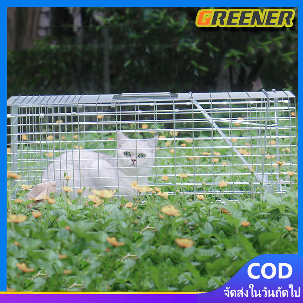 Greener กรงดักแมวCat Trap Size XL เหล็กเส้นชุบกาวาไนท์กันสนิม สามารถพับได้ จับแมวจรจัด จับแมว ดักจับแมว ดักจับแมวจร