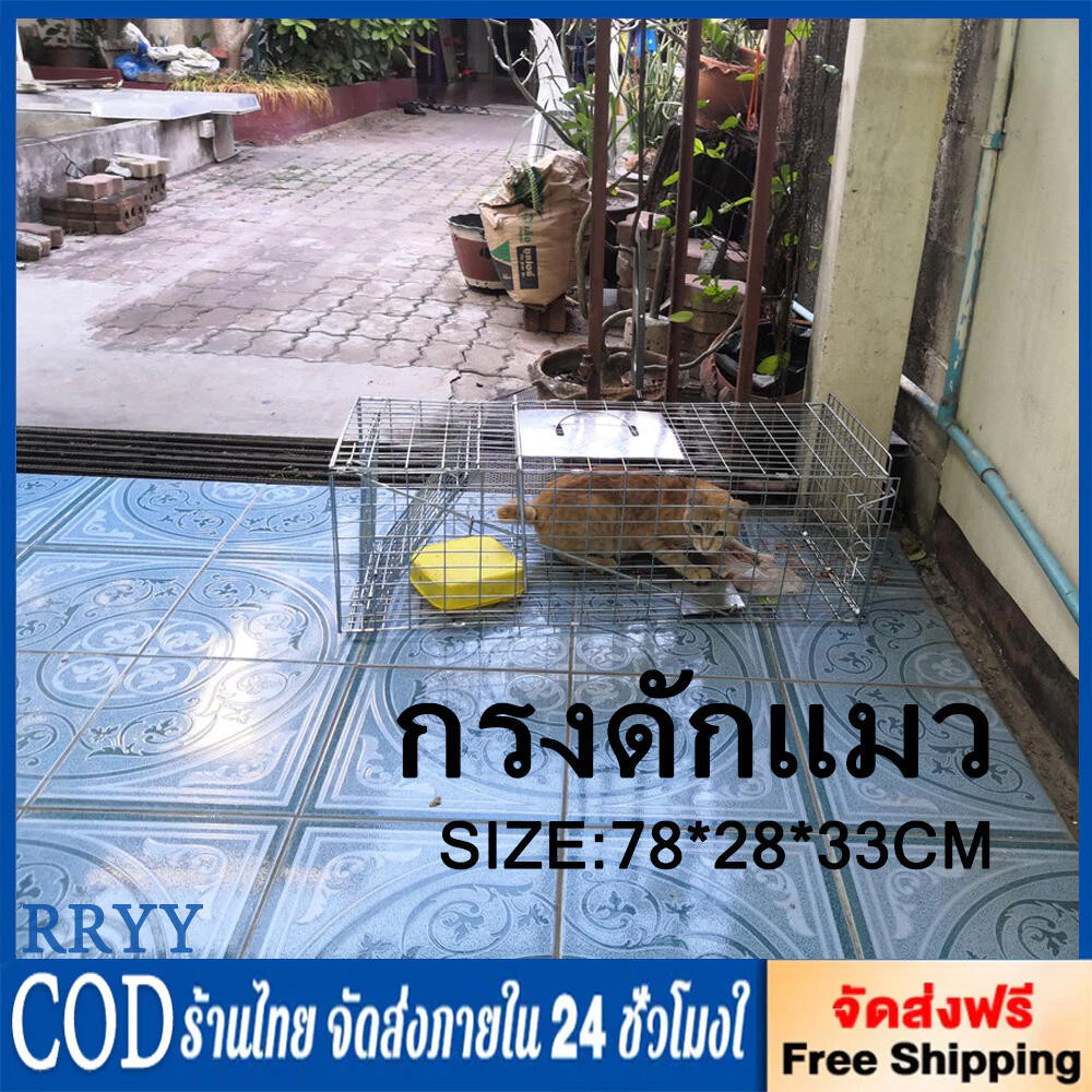 กรงดักแมวCat Trap Size XL เหล็กเส้นชุบกาวาไนท์กันสนิม สามารถพับได้ จับแมวจรจัด จับแมว ดักจับแมว ดักจับแมวจร ไล่แมวถาวร