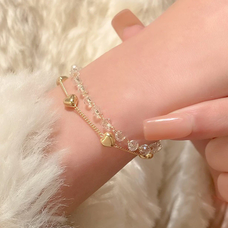 รักคริสตัลสร้อยข้อมือคู่สําหรับผู้หญิงสาวประณีตเสน่ห์เครื่องประดับมือ — ของมงคลหมวดความรักและความสัมพันธ์