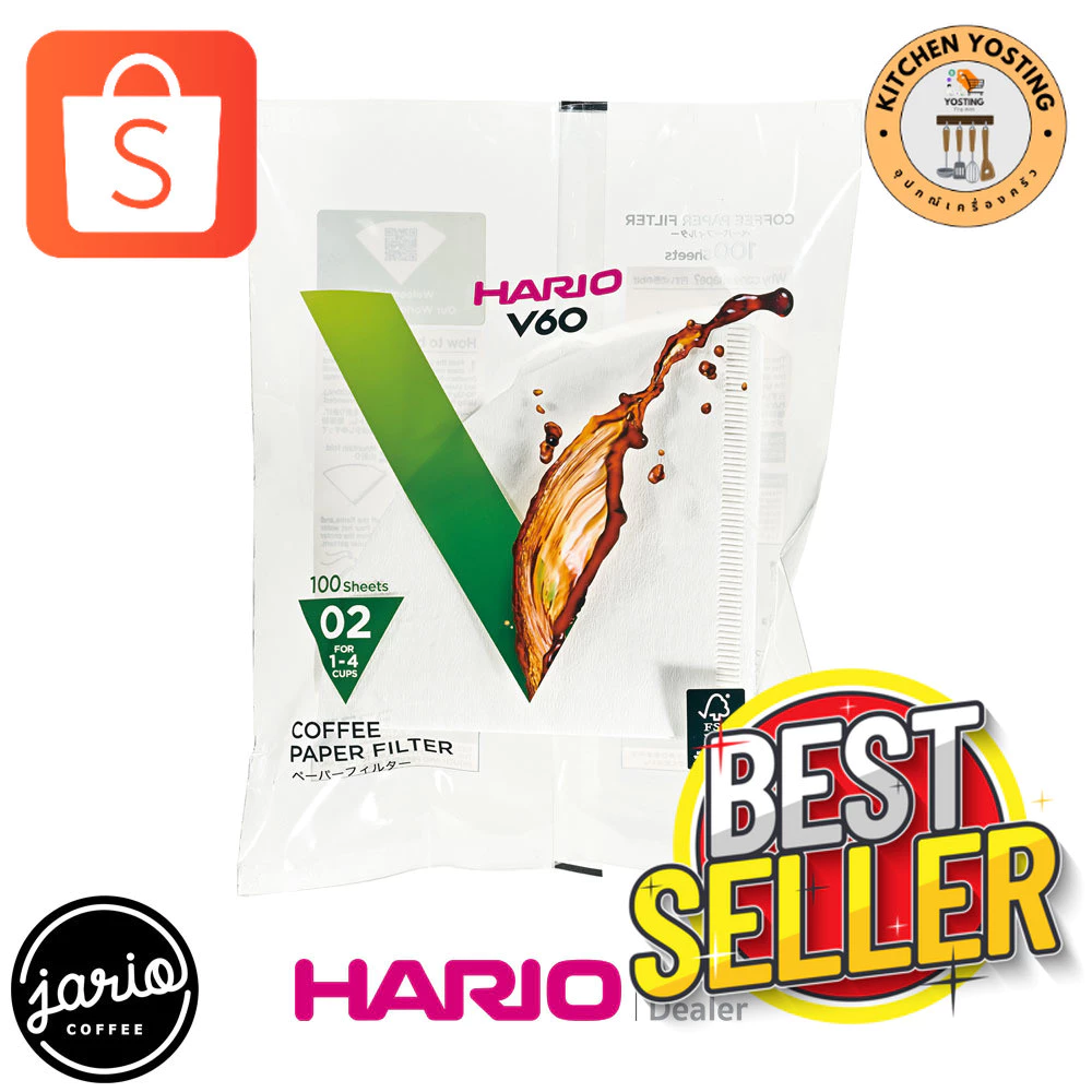 Kitchen YostingJARIO x HARIO กระดาษกรองกาแฟ HARIO V60 (แท้จากญี่ปุ่น) 100 แผ่น Drip Pour-Over Coffee Filter_Kitchen Yost