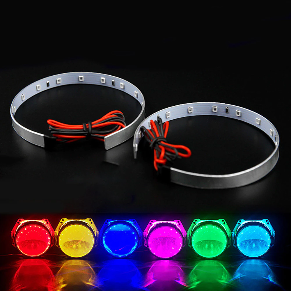 2pcs Angel eyes 360 องศา LED 15 SMD Demon LED Halo แหวนชุด Devil Eye สําหรับรถโปรเจคเตอร์ไฟหน้ารถจัดแต่งทรงผม
