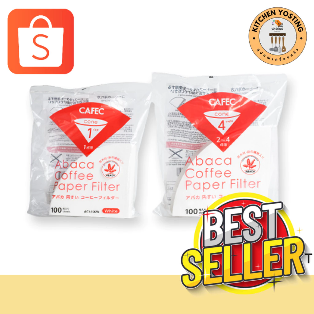 Kitchen Yosting(กดติดตามร้าน รับส่วนลด30บาท) CAFEC Abaca Paper Filter [Cone Shape] V60 Size 01 02 กระดาษกรองกาแฟ_Kitchen